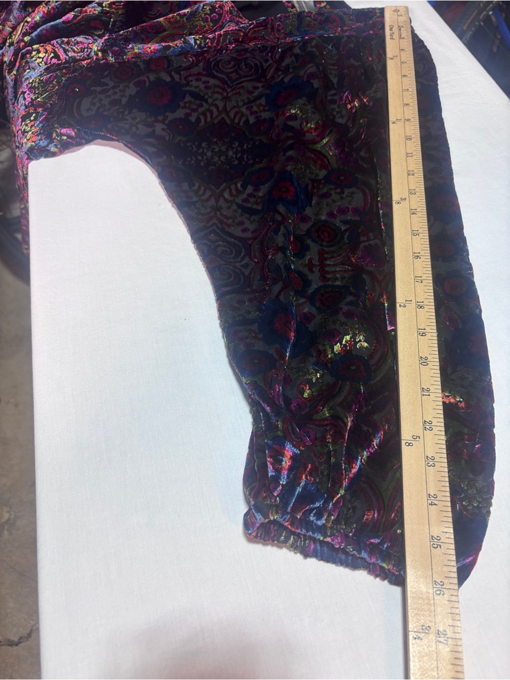 Anthropologie Mona Burnout Velvet Mini Dress Black Floral Boho Puff Sleeve L - Picture 13 of 13